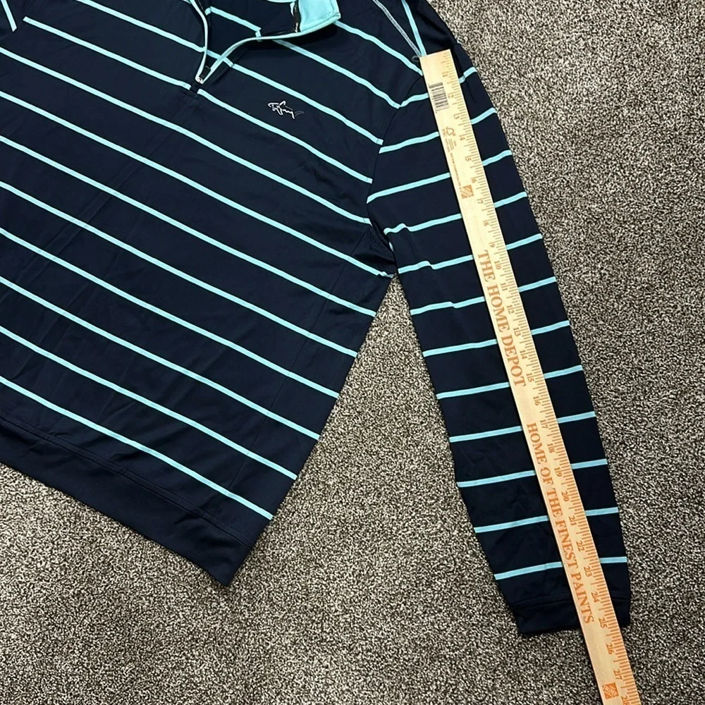 Greg Norman Tasso Elba navy and teal pullover 1/4 zip warm up golf shirt large